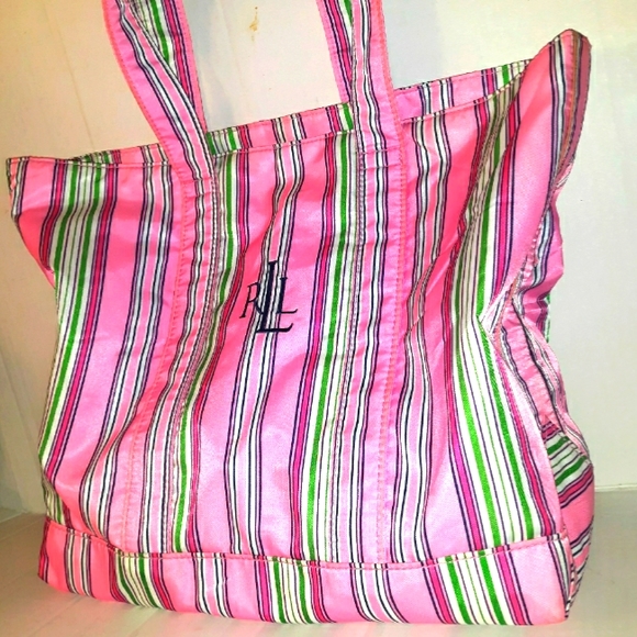 Beautiful Lauren Ralph Lauren Pink Stripe Shopper - Picture 6 of 16